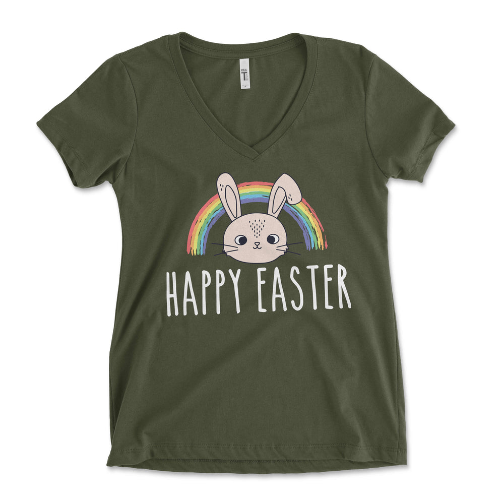 Happy LGBTQ Easter Bunny Women's Vneck