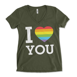 I Love You Rainbow Heart Women's Vneck