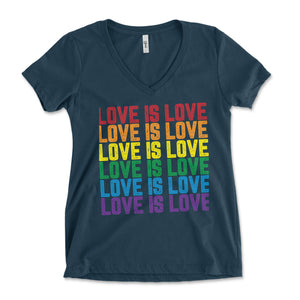 Love Is Love Rainbow Stacked Women's Vneck