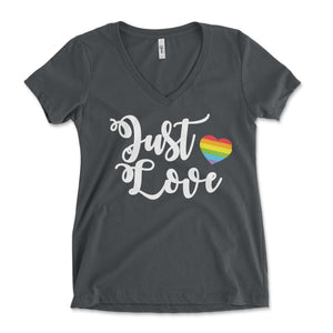 Just Love Rainbow Heart Women's Vneck