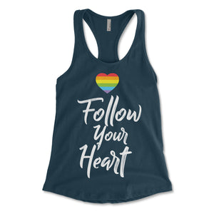 Follow Your Heart Rainbow Heart Women's Racerback