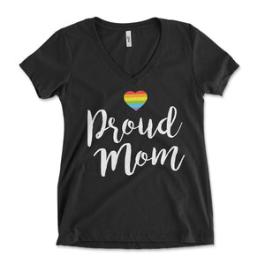 Proud Mom Rainbow Heart Women's Vneck