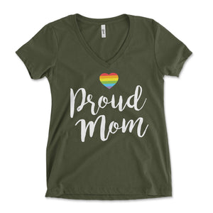 Proud Mom Rainbow Heart Women's Vneck